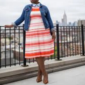 KATE spade pleated striped dress Size Midium